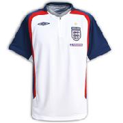 England Bench Poly Polo Shirt - White/Bright Navy/Vermillion