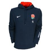 England Rugby Hooded Fleece - Obsidian/White