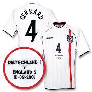 01-03 England Home Shirt + England V Deutschland Embroidery + No.4 Gerrard