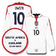 03-05 England Home L/S Shirt + No.10 Owen England V South Africa Mdt