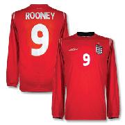 04-05 England Away L/S Shirt + No.9 Rooney