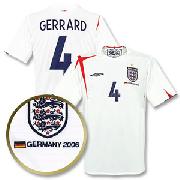 05-07 England Home Shirt + Germany Wc2006 Emb + Gerrard 4