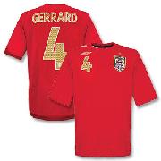 06-08 England Away Shirt + No.4 Gerrard