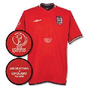 2002 England A S/S V Arg Emb. + Wc Sleeve Logo