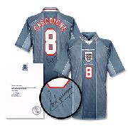 96-97 England Gascoigne Signed Away Shirt