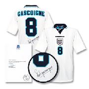 96-97 England Gascoigne Signed Home Shirt